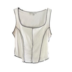 White corset stitching tank top